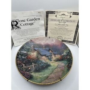 Rose Garden Cottage Plate by Thomas Kinkade – Enchanted Cottages – Knowles 8"